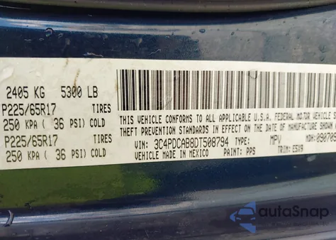 2013 Dodge Journey Se z USA, uszkodzony, nr VIN 3C4PDCAB8DT508794